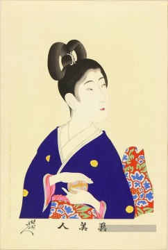 une beauté tenant une boule 1897 Toyohara Chikanobu japonais Peinture à l'huile